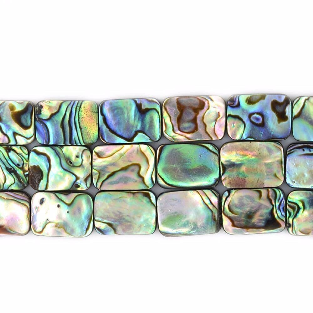2270 Natural 14mm Abalone Shell Flat Rectangle Beads Strand 16 Inch Jewelry